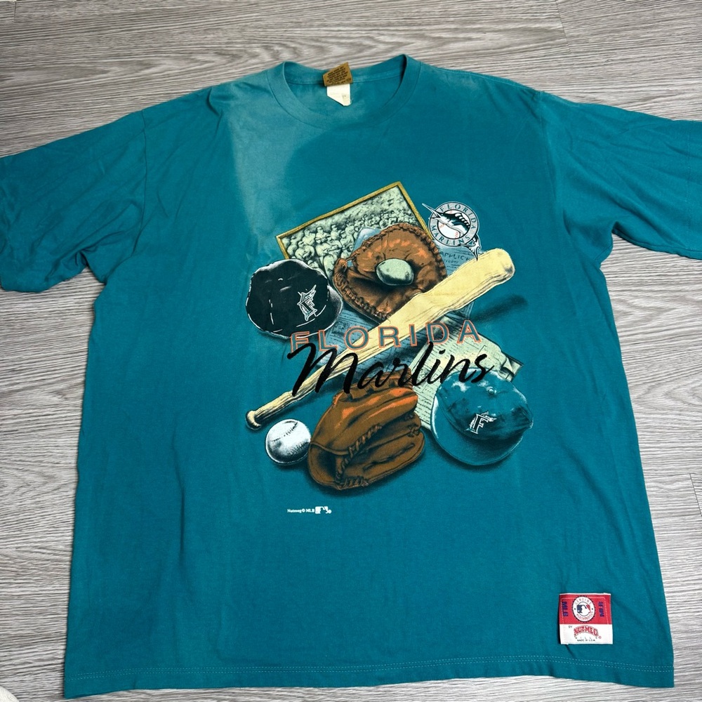 Vintage Florida Miami Marlins Single Stitch Nutmeg Mills T-Shirt Adult Size XL